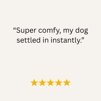 Five-star rating with a customer review on a white background