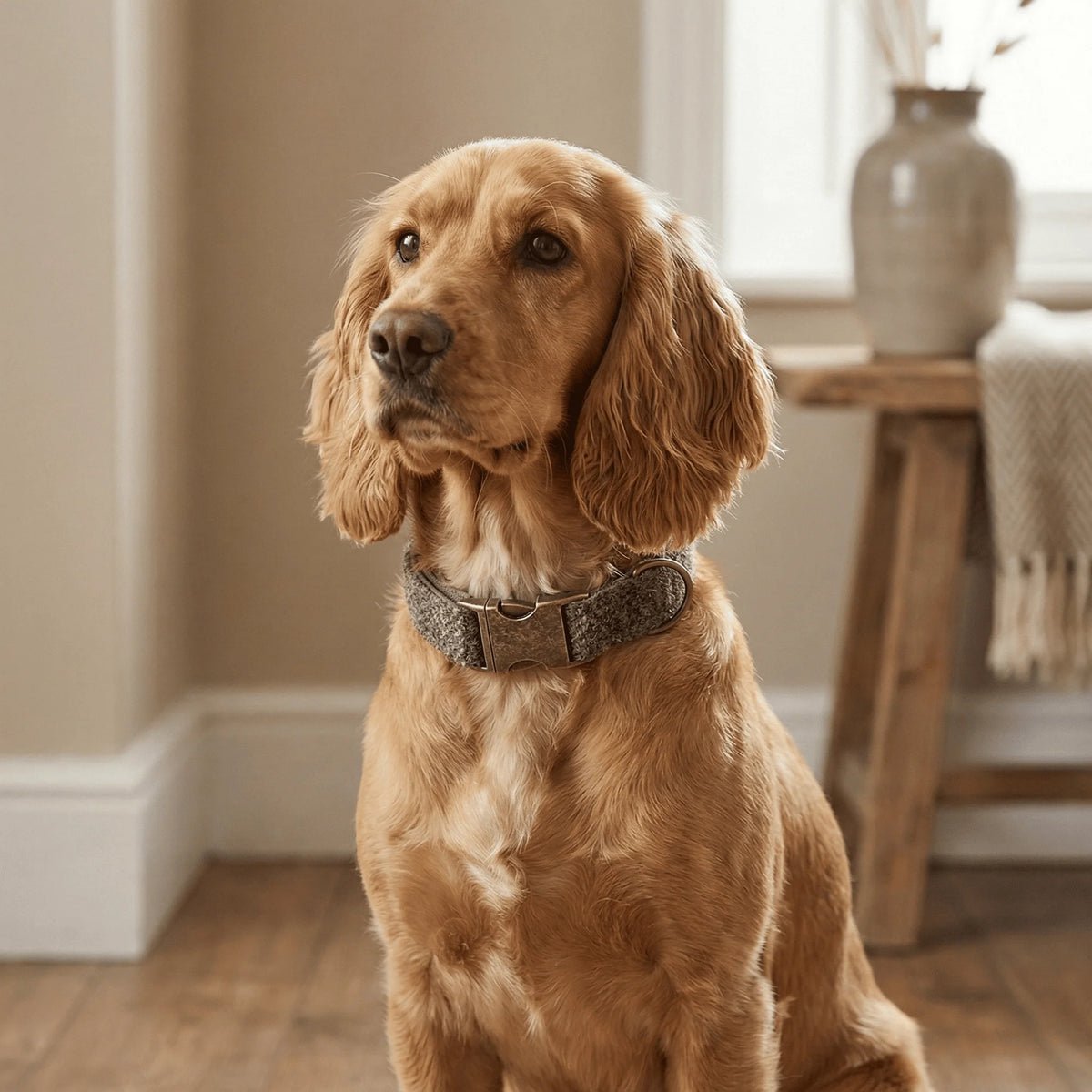 Collared Creatures Stone Check Harris Tweed Dog Collar - Collared Creatures – Collared ...