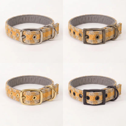 Sunflower Check - Buckle Fastening Luxury Harris Tweed Dog Collar