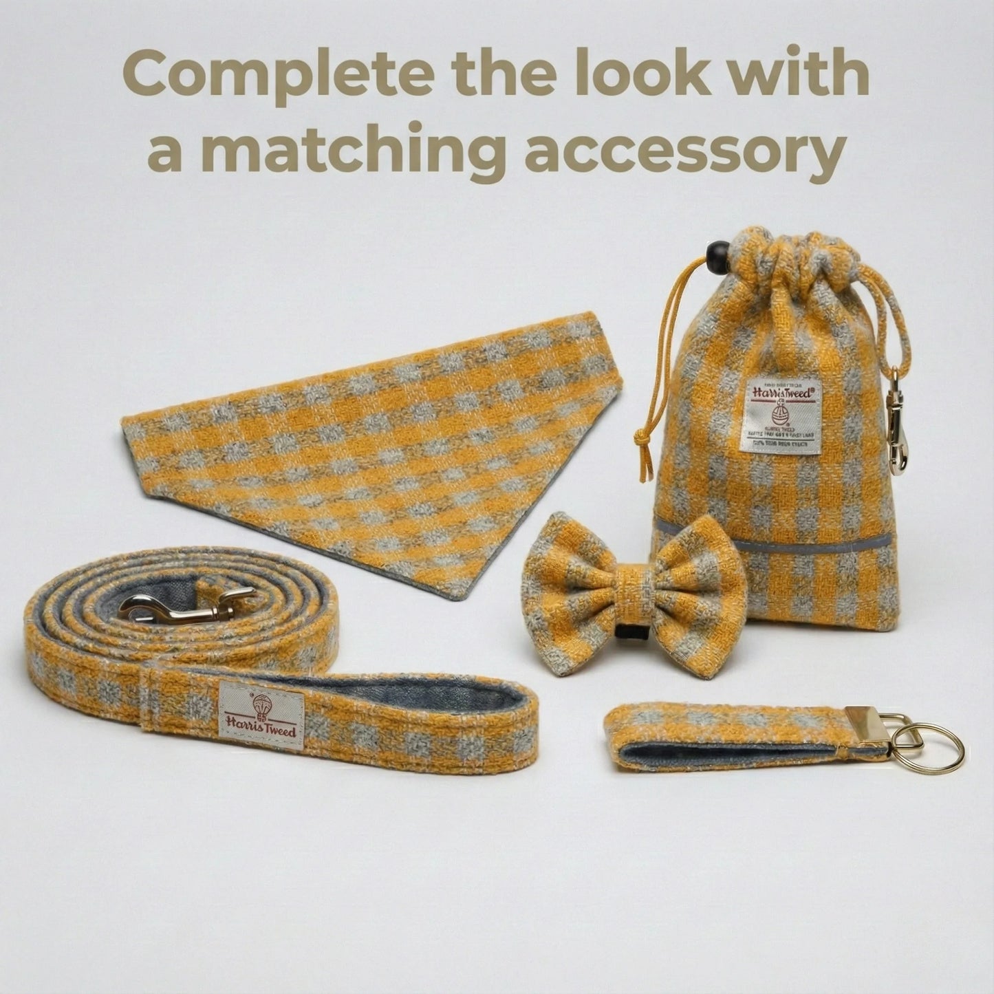 Sunflower Check Luxury Harris Tweed Hundehalsband