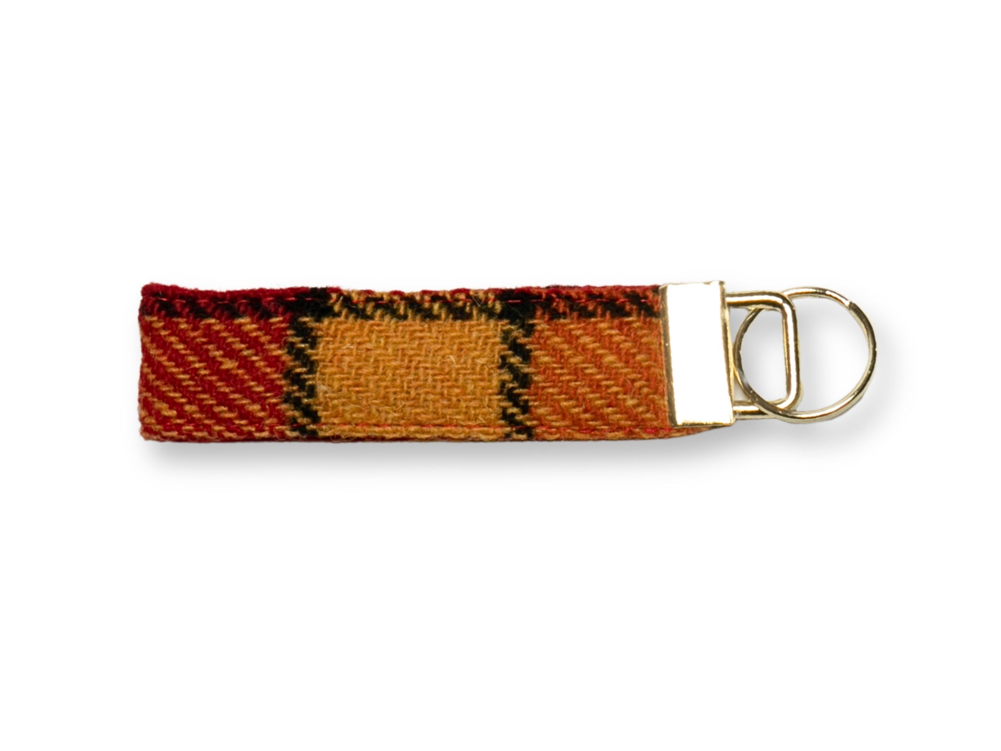 Handmade Harris Tweed keyring in Sunset Check with durable key fob