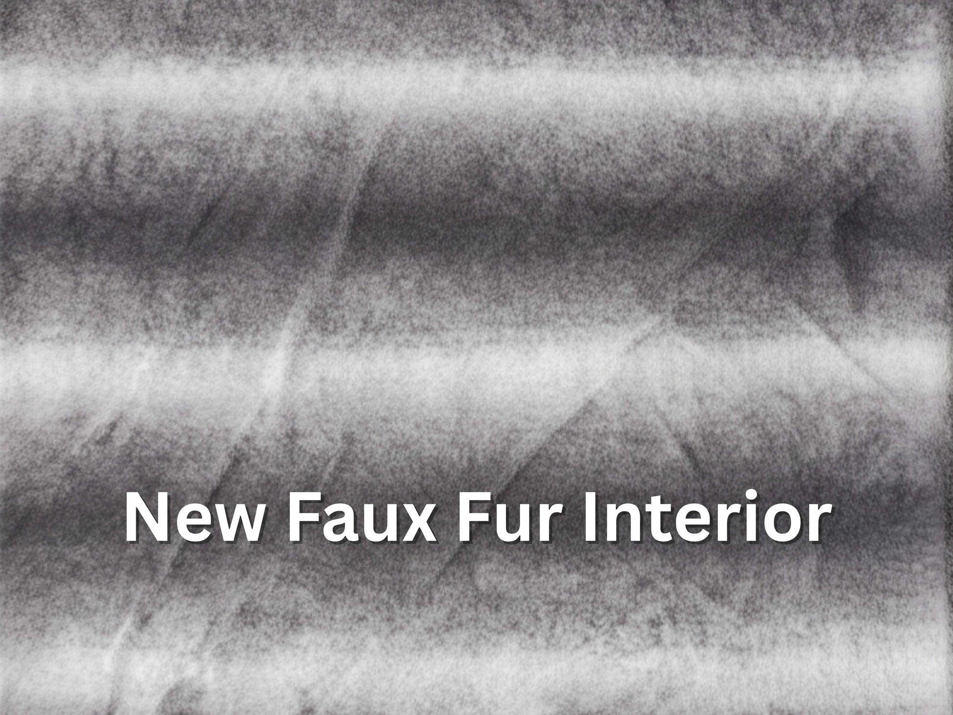 Text 'New Faux Fur Interior' over a textured faux fur background