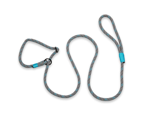 Handmade rope slip lead in Tartan Grey and Blue with strong durable finish