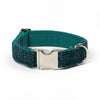 Teal mit einem Hauch von Blau Luxury Harris Tweed Hundehalsband