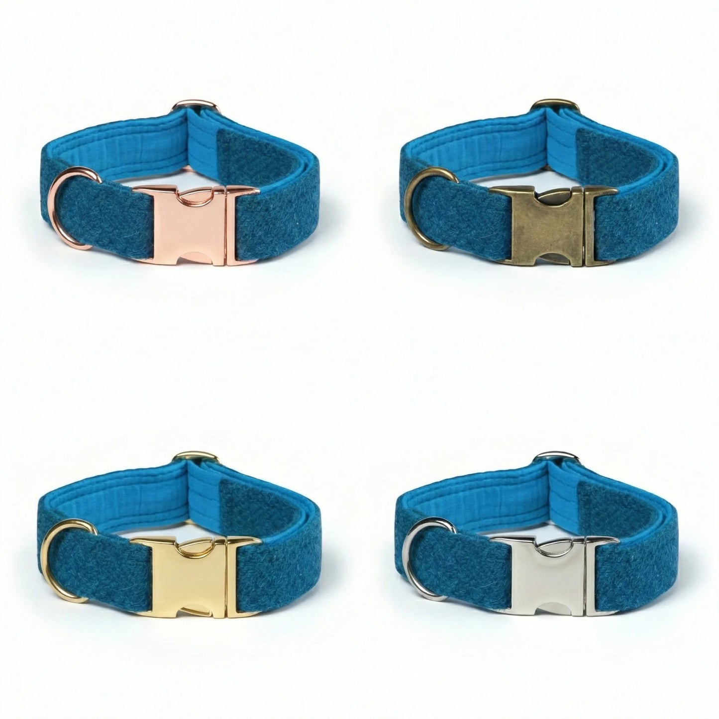Teal Herringbone Luxury Harris Tweed Dog Collar