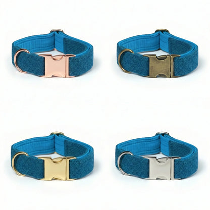 Teal Herringbone Luxury Harris Tweed Dog Collar