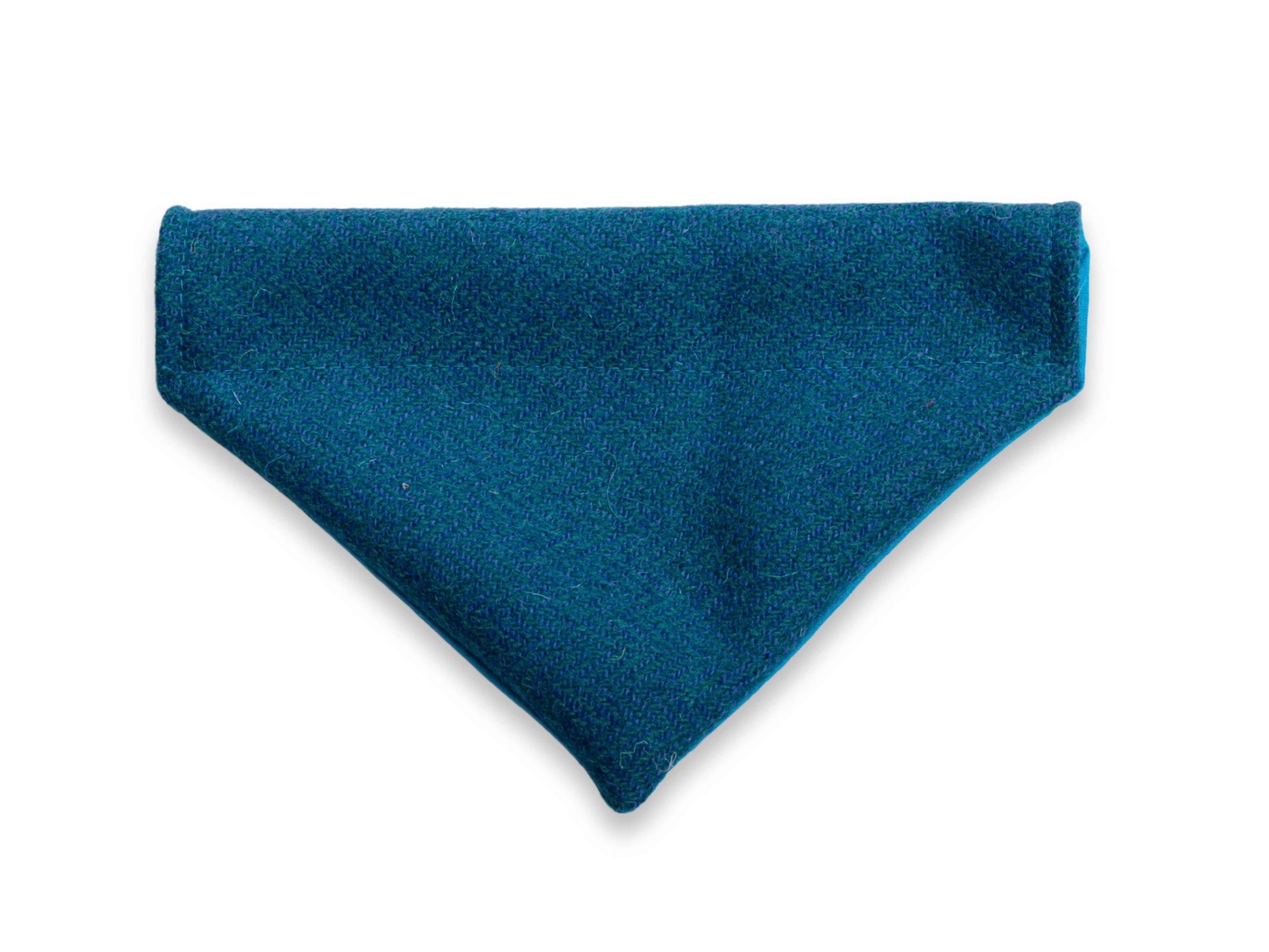 Teal herringbone Harris Tweed dog bandana