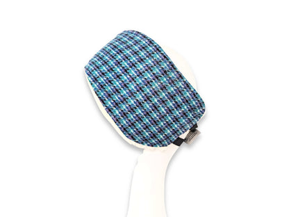 Teal lilac and black check Harris Tweed headband