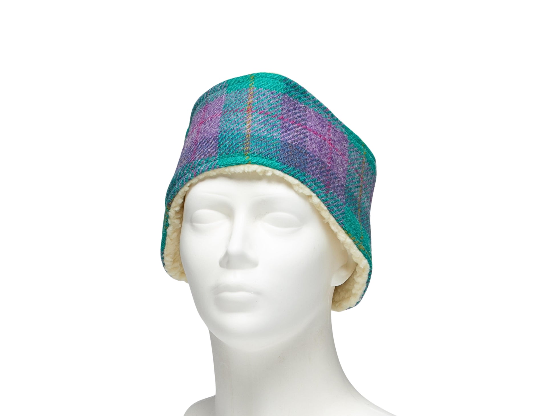 Teal and lilac check Harris Tweed ladies headband