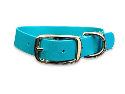 Adjustable Biothane dog collar in Teal – waterproof and easy to clean – by Collared Creatures
