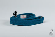 Teal Herringbone Check-Buckle Fastening Luxury Harris Tweed Dog Collar