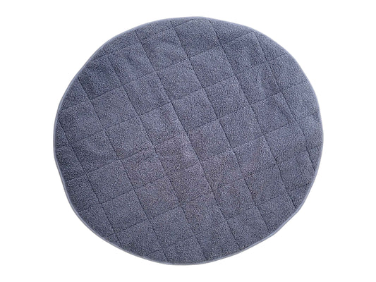 teddy fur round dog mat on white background 
