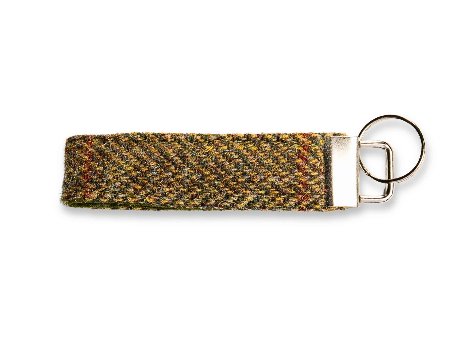 Traditional herringbone Harris Tweed keyring with metal key fob
