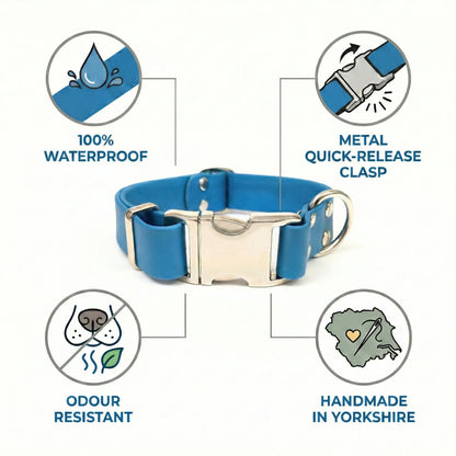 Turquoise Waterproof Biothane Metal Clasp Dog Collar