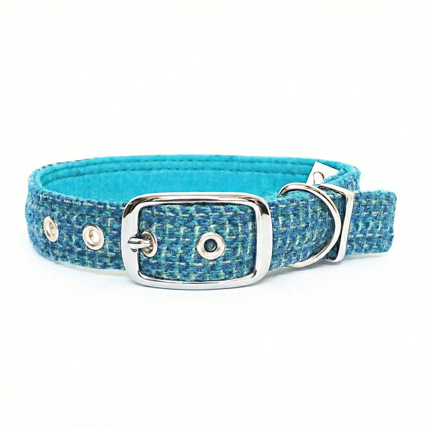 Turquoise Fleck - Buckle Fastening Luxury Harris Tweed Dog Collar