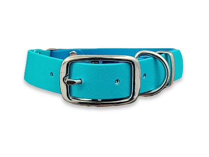 Turquoise & Teal Multicolour waterproof dog collar made from Biothane – strong, stylish and odour-resistant – by Collared Creatures