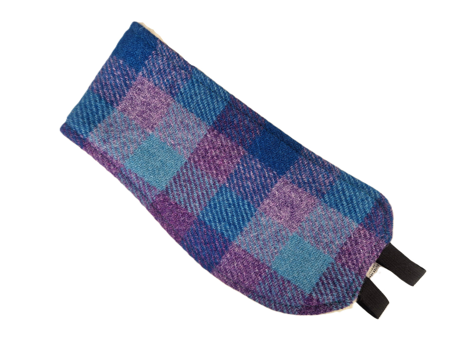 Turquoise & Amethyst Check- Buckle Fastening Luxury  Tweed Dog Collar