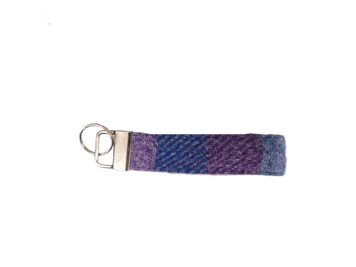 Turquoise & Amethyst Check- Buckle Fastening Luxury  Tweed Dog Collar
