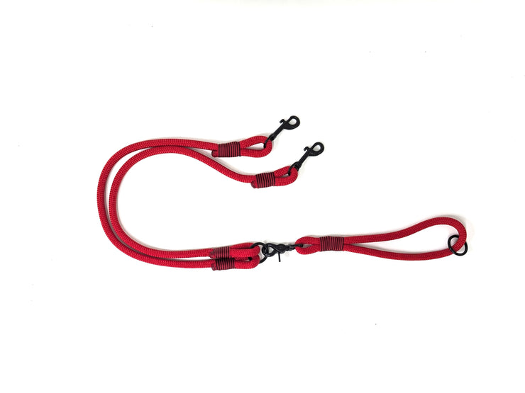 Handmade Rope Split / Double Dog Lead Vibrant Red