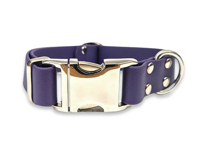 Waterproof Biothane dog collar in Violet – quick-release clasp and gentle on your dog’s coat – by Collared Creatures