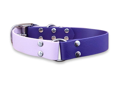 Violet & Pastel Pink Multicolour Biothane buckle dog collar – waterproof, wipe-clean, non-stretch and durable – by Collared Creatures
