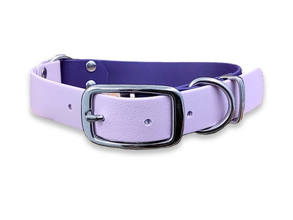 Violet & Pastel Pink Multicolour Biothane buckle dog collar – waterproof, wipe-clean and durable – by Collared Creatures