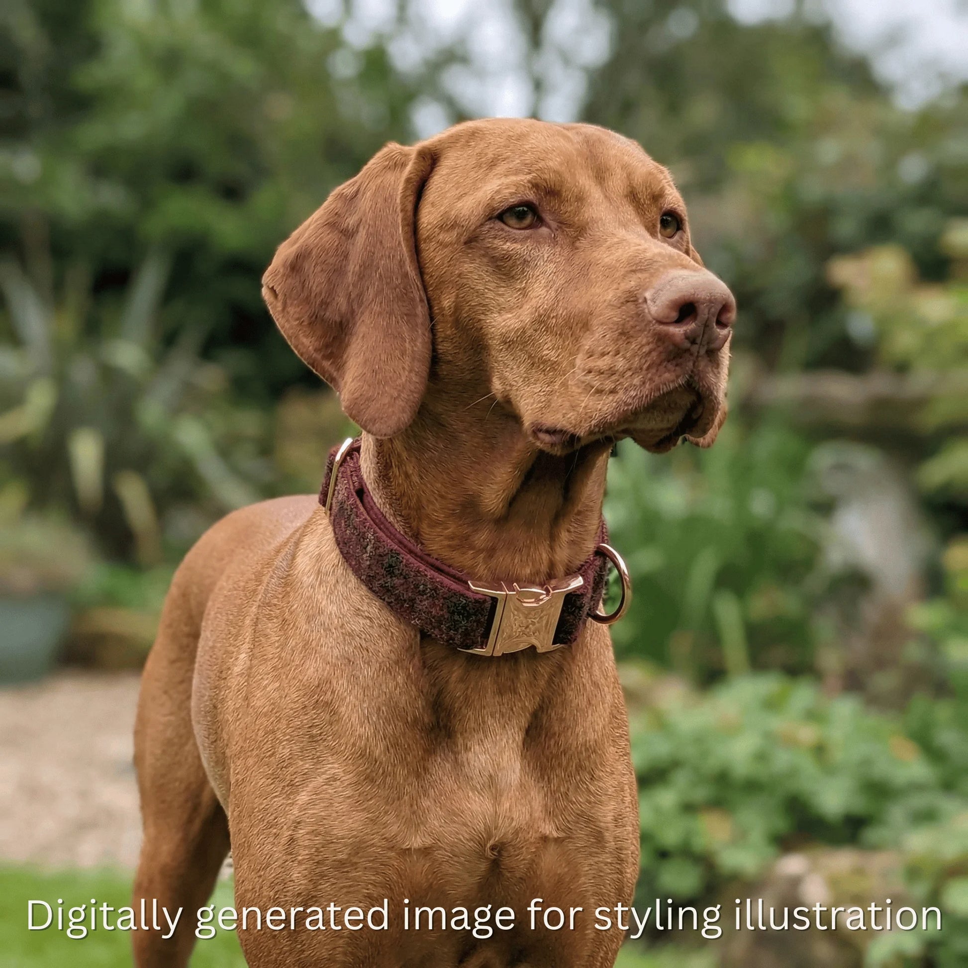 Abraham Moon Balmoral Claret Luxury Dog Collar - Collared Creatures LTD