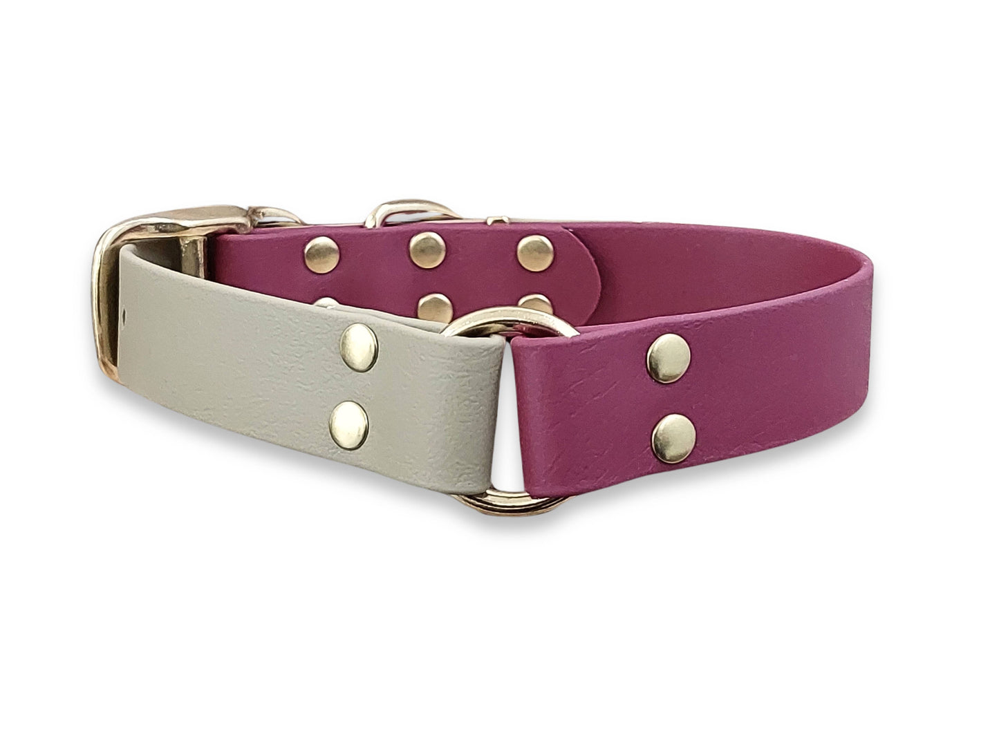 Adjustable Biothane dog collar in Wine & Beige Multicolour – waterproof and durable – by Collared Creatures