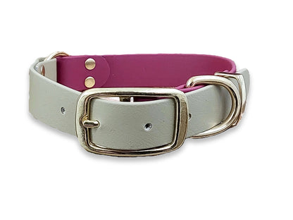 Adjustable Biothane dog collar in Wine & Beige Multicolour – waterproof and easy to clean – by Collared Creatures