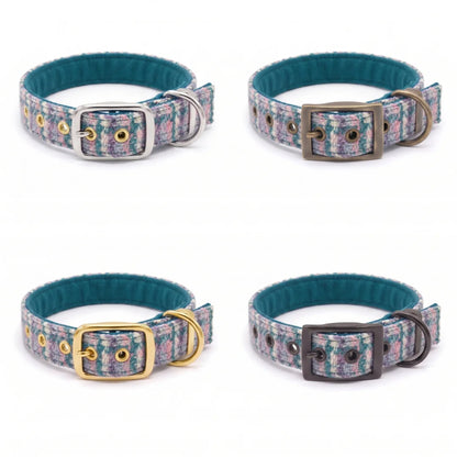 Wisteria Houndstooth - Buckle Fastening Luxury Harris Tweed Dog Collar