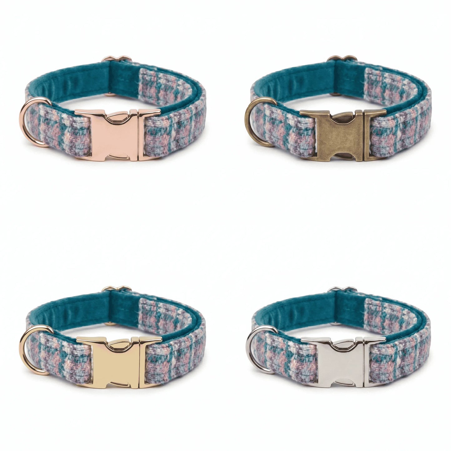 Wisteria Houndstooth Luxury Harris Tweed Dog Collar