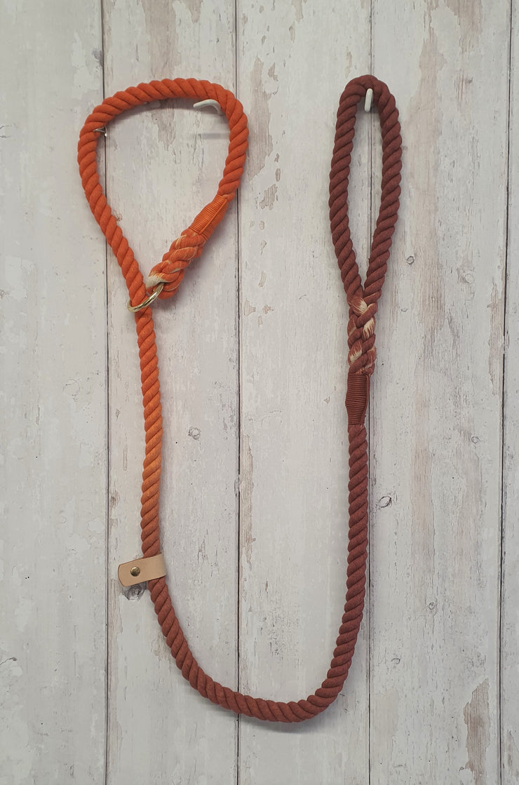 handmade-ombre-dip-dyed-lead-orange-and-brown|collared creatures