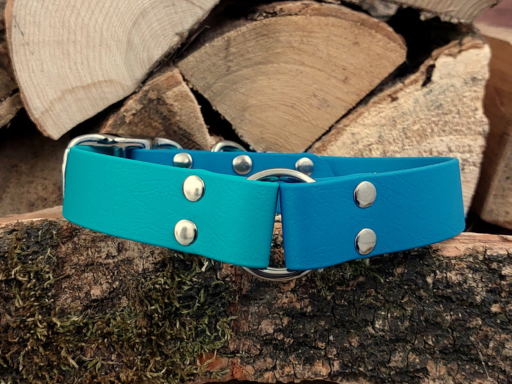 Collared Creatures Turquiose & Teal Multicolour Waterproof Biothane Dog Collar Handmade in Yorkshire