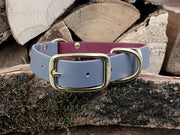 Collared Creatures Wine & Grey Multicolour Waterproof Biothane Dog Collar