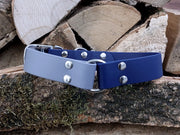 Collared Creatures Navy Blue & Grey Multicolour Waterproof Biothane Dog Collar Handmade in Yorkshire