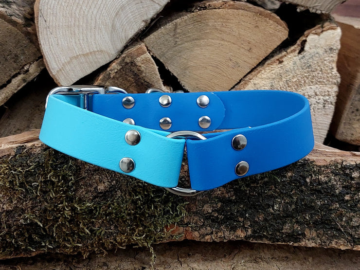 Collared Creatures Sky Blue & Baby Blue Multicolour Waterproof Biothane Dog Collar