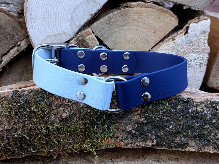 Collared Creatures Navy Blue & Pastel Blue Multicolour Waterproof Biothane Dog Collar