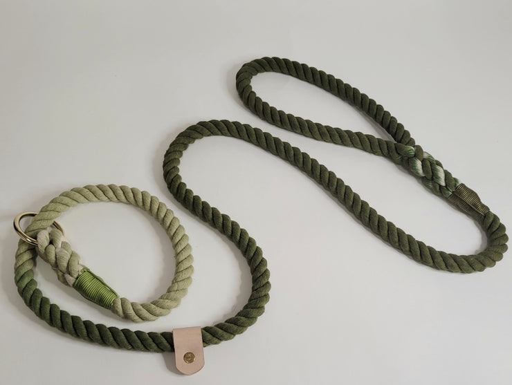 Khaki Green  Ombre Dip Dyed Dog lead