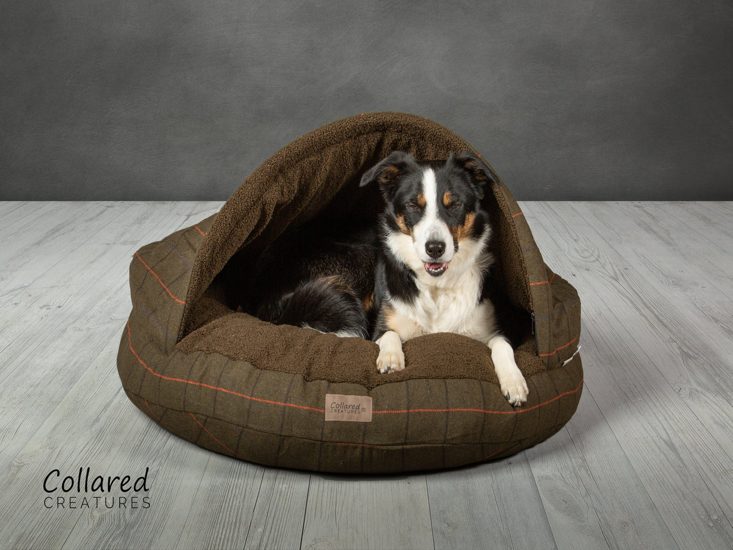 Collared Creatures Cave Bed Green Tweed Replacement Outer Cover