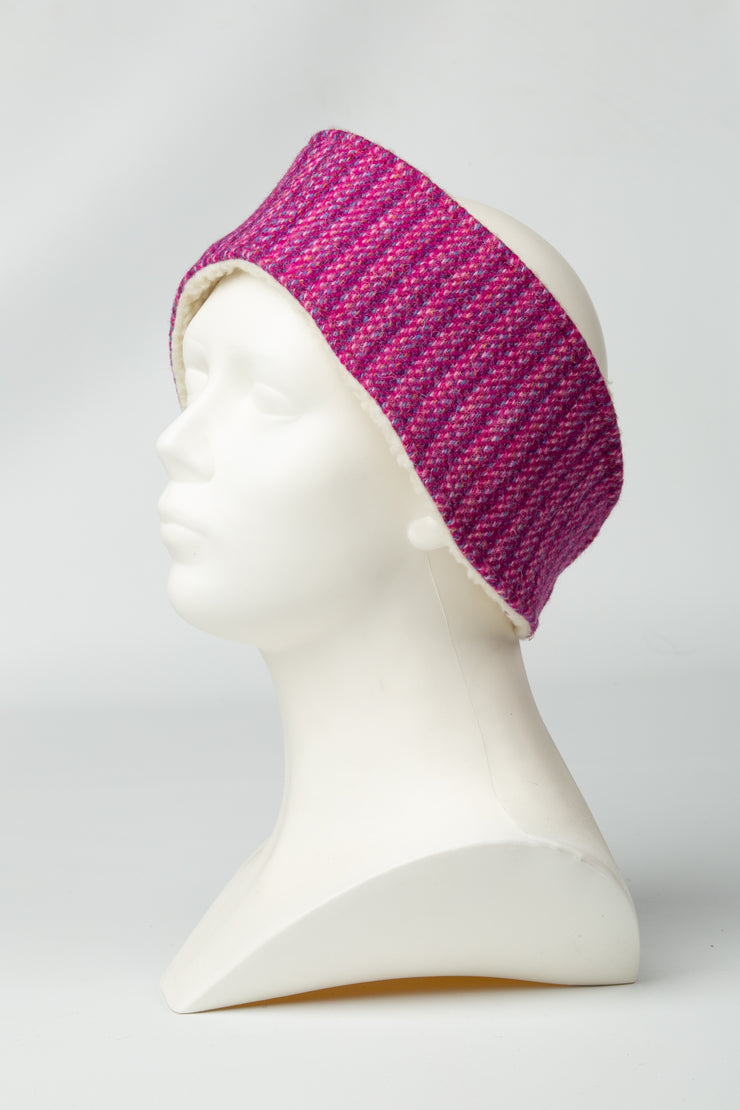 Collared Creatures Pink Koana Harris Tweed Luxury ladies headband