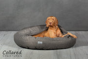 Grey Classic Comfort Cocoon Dog Bed (cushion base) dog calming bed dog anxiety bed - Collared Creatures