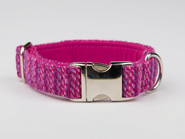 Collared Creatures Pink Koana Harris Tweed Luxury Gog Collar