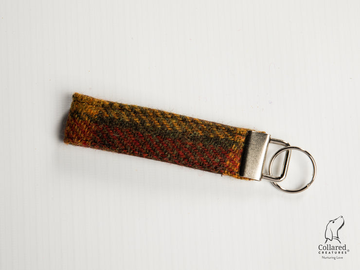 Collared Creatures Autumnal Check Harris Tweed Luxury Keyring