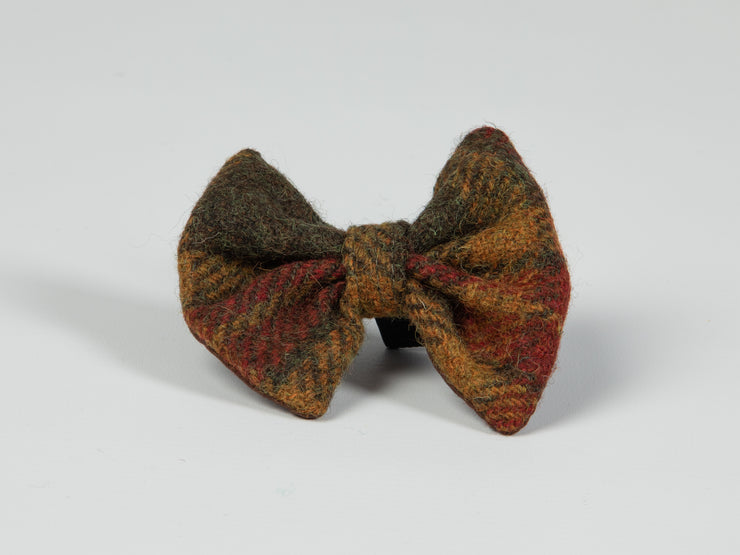 Collared Creatures Autumnal Check Harris Tweed Luxury Dog Bow Tie