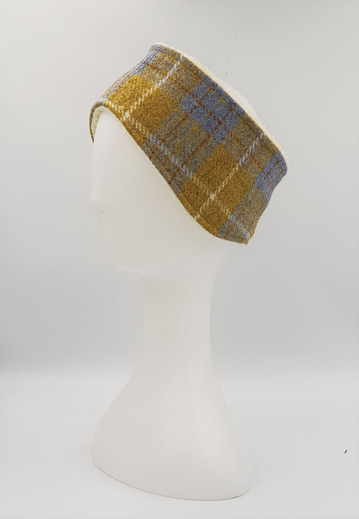 Collared Creatures Mustard and blue Harris tweed luxury Ladies Headband