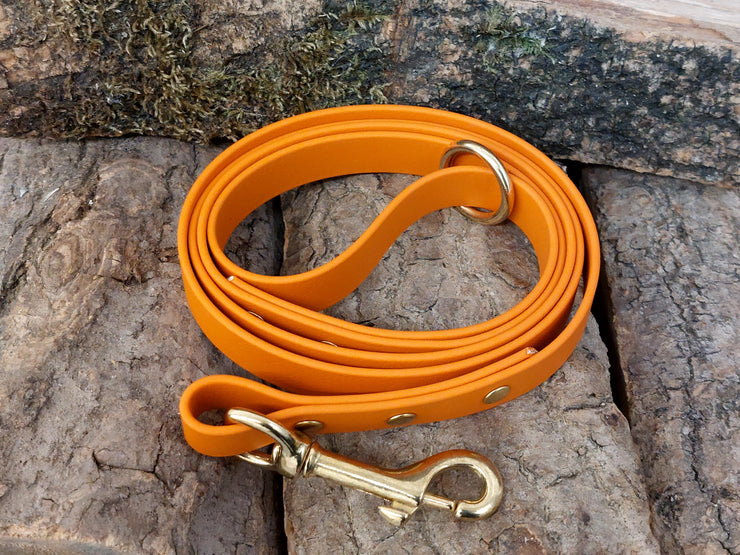 Burnt Orange Waterproof Biothane Dog Lead Handmade in Yorkshire