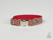 Collared Creatures Christmas Houndstooth Harris Tweed Luxury Dog Collar clip 