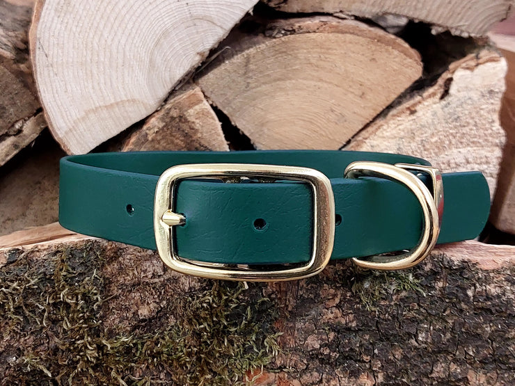 Dark Green Waterproof Biothane Dog Collar Handmade in Yorkshire