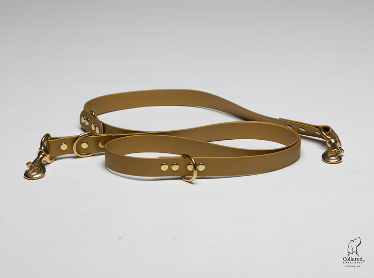 Collared Creatures,  Gold Waterproof / Biothane Dog Training Lead Handmade in Yorkshire UK