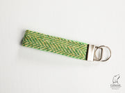 Collared Creatures Green Herringbone Harris Tweed Luxury Keyring